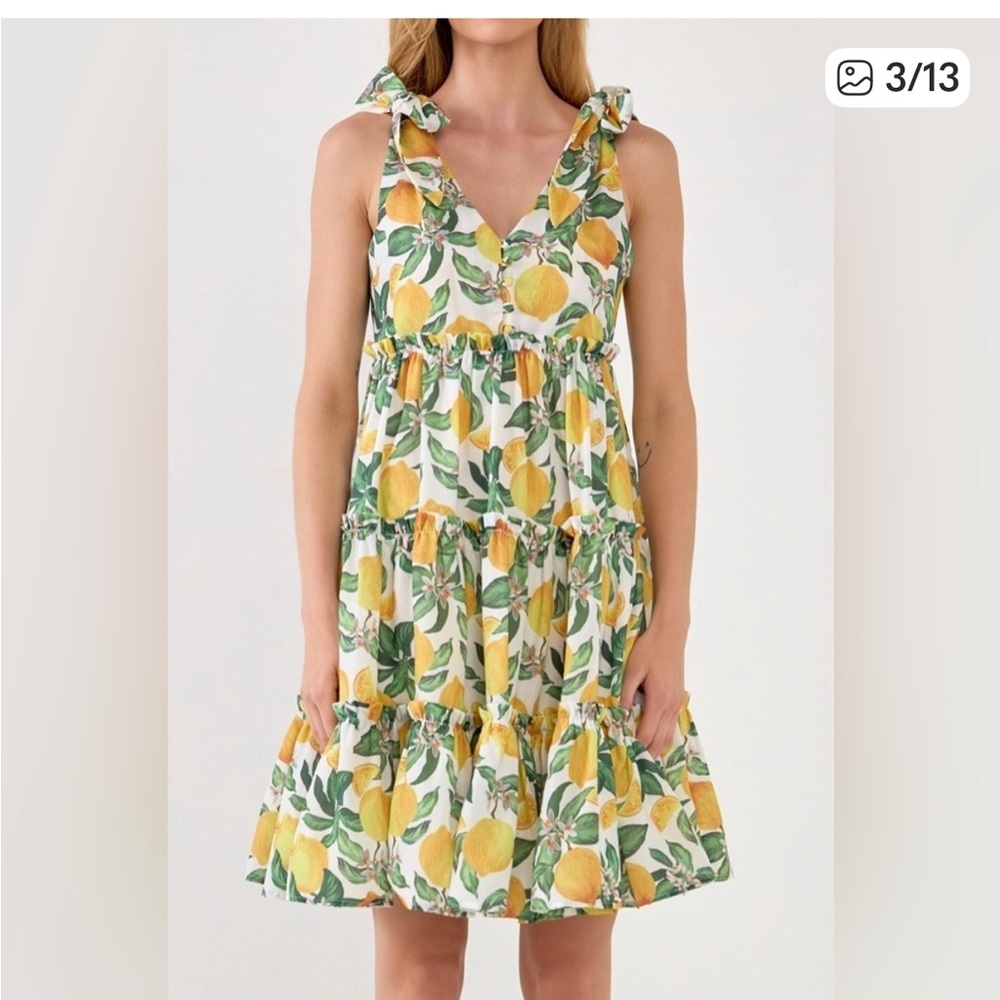 English Factory Lemon Print Mini Dress NWT - Picture 3 of 8